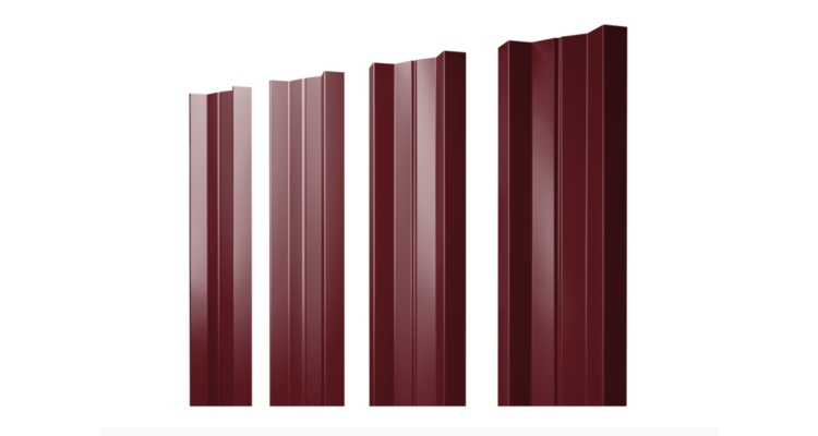 Штакетник М-образный А с прямым резом 0.45 Drap RAL 3005 красное вино