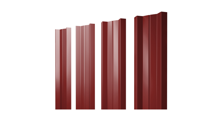 Штакетник М-образный А с прямым резом 0.5 Satin RAL 3011 коричнево-красный